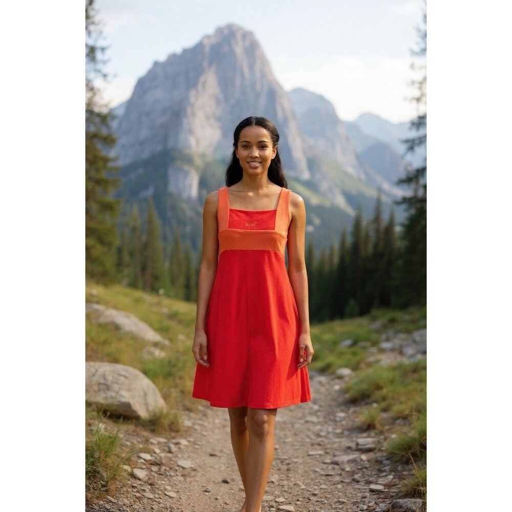 Kuhl Aerosoft Prima Tank Dress Coral/Orange Size Medium Outdoor UPF 30 Logo